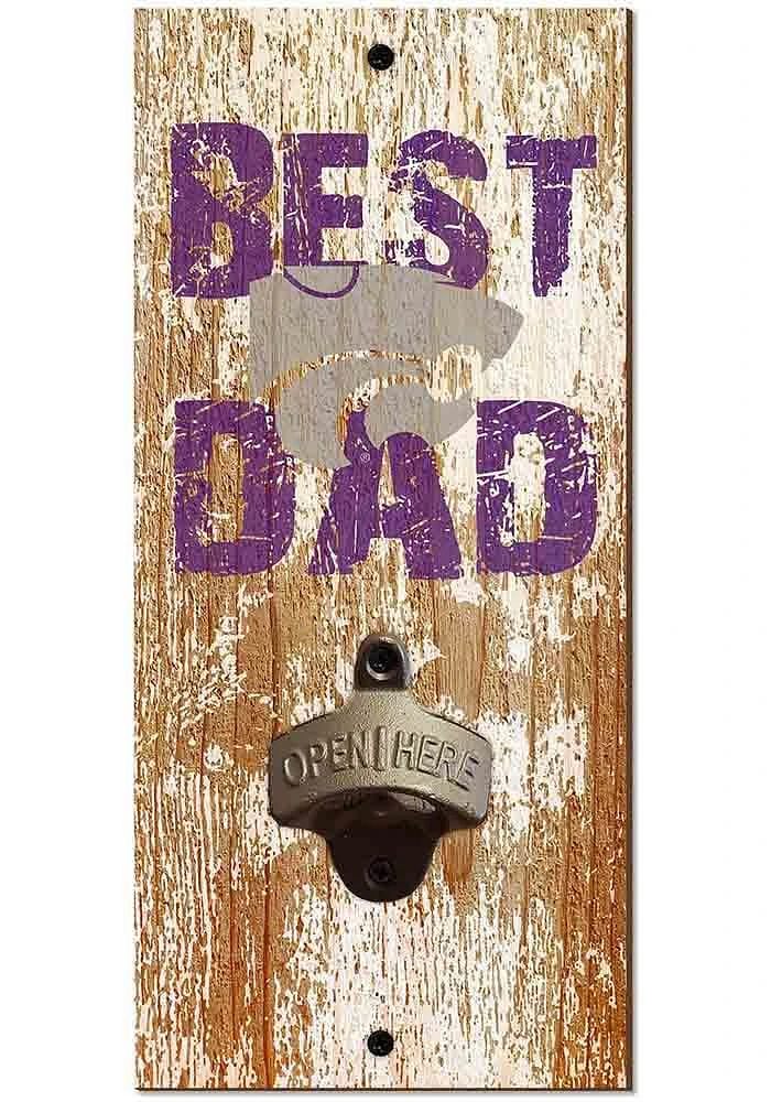K-State Wildcats Best Dad Bottle Opener Sign - Purple