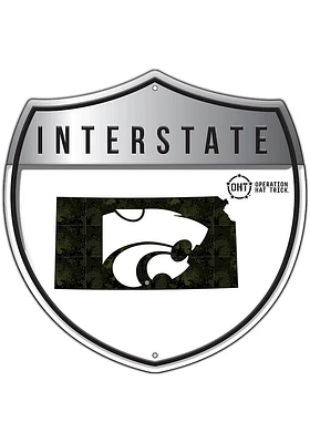 K-State Wildcats 24in OHT Camo Interstate Sign - White