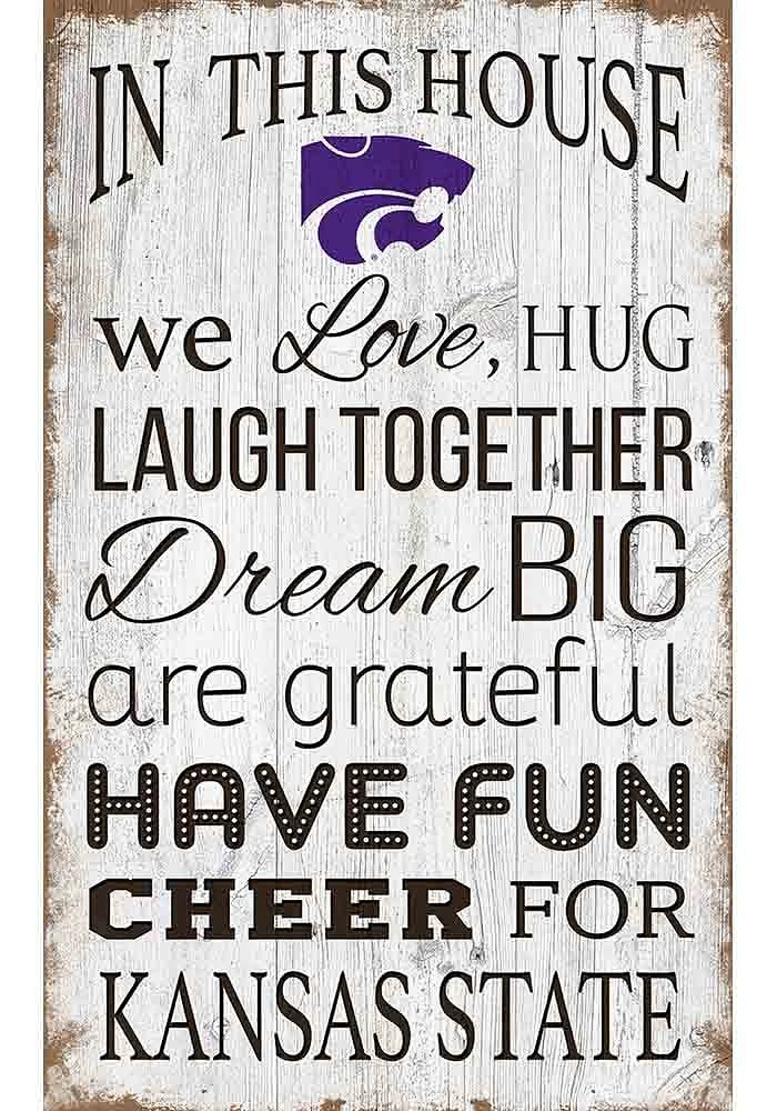 K-State Wildcats In This House 11x19 Sign - Purple
