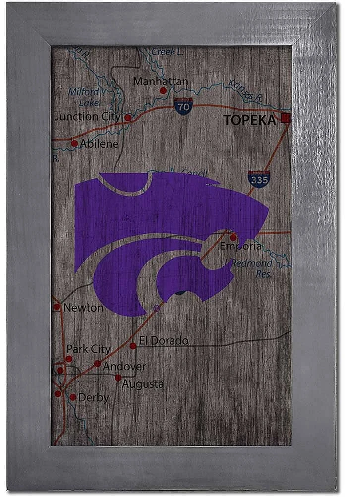 K-State Wildcats City Map Sign - Purple
