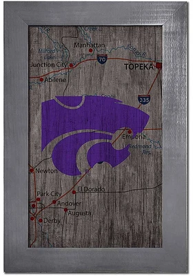 K-State Wildcats City Map Sign - Purple