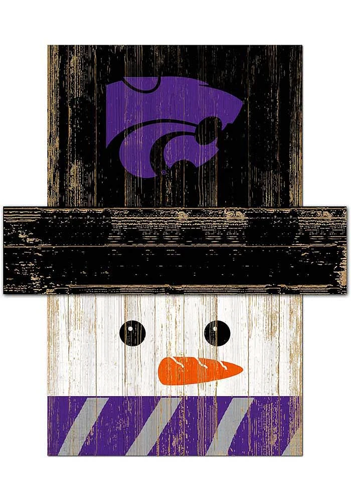 K-State Wildcats Snowman Head Sign - Purple