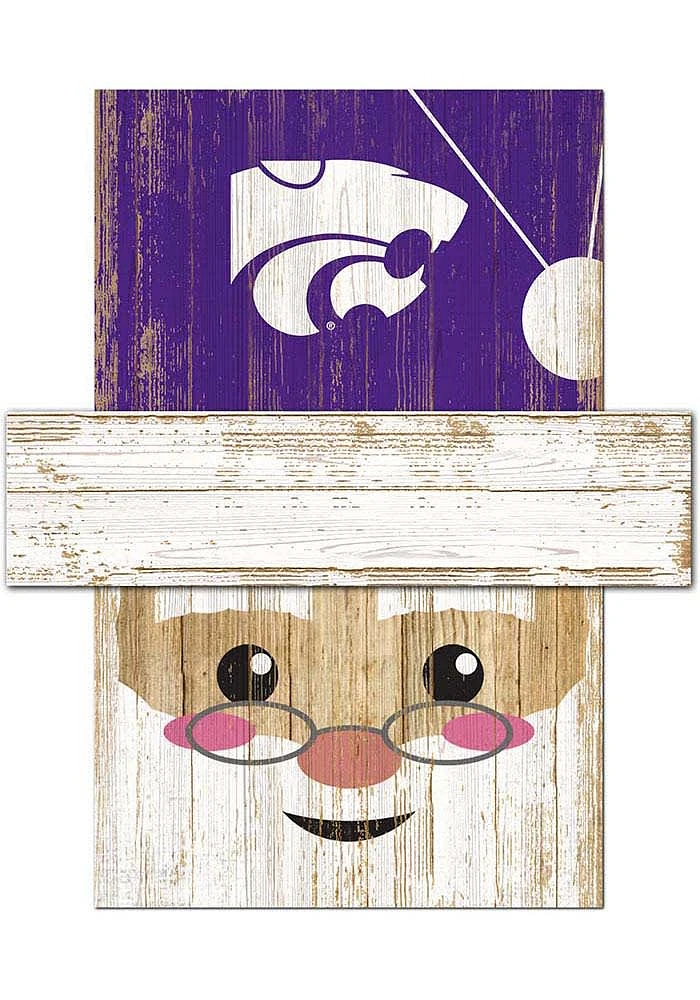 K-State Wildcats Santa Head Sign - Purple