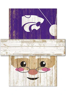 K-State Wildcats Santa Head Sign - Purple