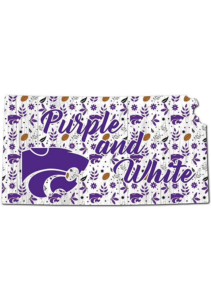 K-State Wildcats 24 Inch Floral State Wall Art - Purple