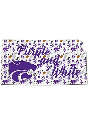 K-State Wildcats 24 Inch Floral State Wall Art - Purple