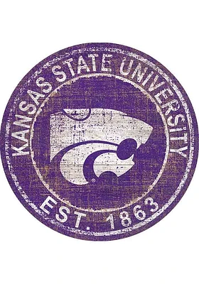 K-State Wildcats Round Heritage Logo Sign - Purple