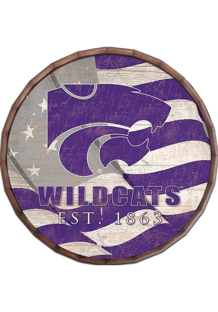 K-State Wildcats Flag 24 Inch Barrel Top Sign - Purple