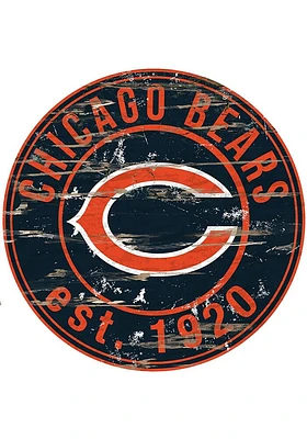 Chicago Bears Established Date Circle 24 Inch Sign - Blue