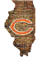 Chicago Bears Distressed State 24 Inch Sign - Brown