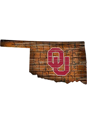 Oklahoma Sooners 12 Mini Roadmap State Sign - Red