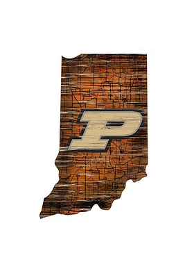Purdue Boilermakers 12 Mini Roadmap State Sign - Gold