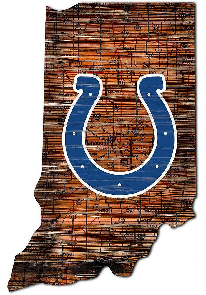 Indianapolis Colts 12 Mini Roadmap State Sign - Blue