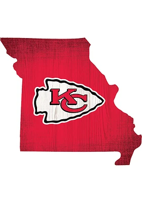 Kansas City Chiefs State Shape Color Sign - Red