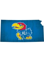 Kansas Jayhawks State Shape Color Sign - Red