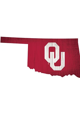 Oklahoma Sooners State Shape Color Sign - Red