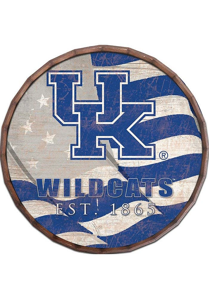 Kentucky Wildcats Flag 24 Inch Barrel Top Sign - Blue