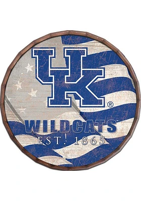 Kentucky Wildcats Flag 24 Inch Barrel Top Sign - Blue