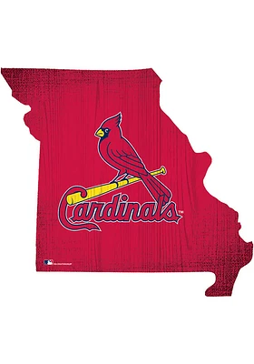 St Louis Cardinals State Shape Color Sign - Red