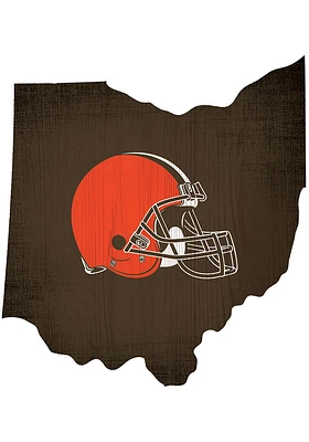 Cleveland Browns State Shape Color Sign - Brown