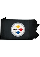 Pittsburgh Steelers State Shape Color Sign - Black