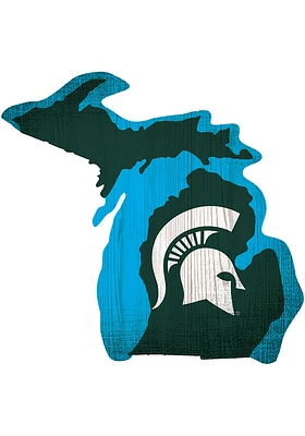Michigan State Spartans State Shape Color Sign - Green