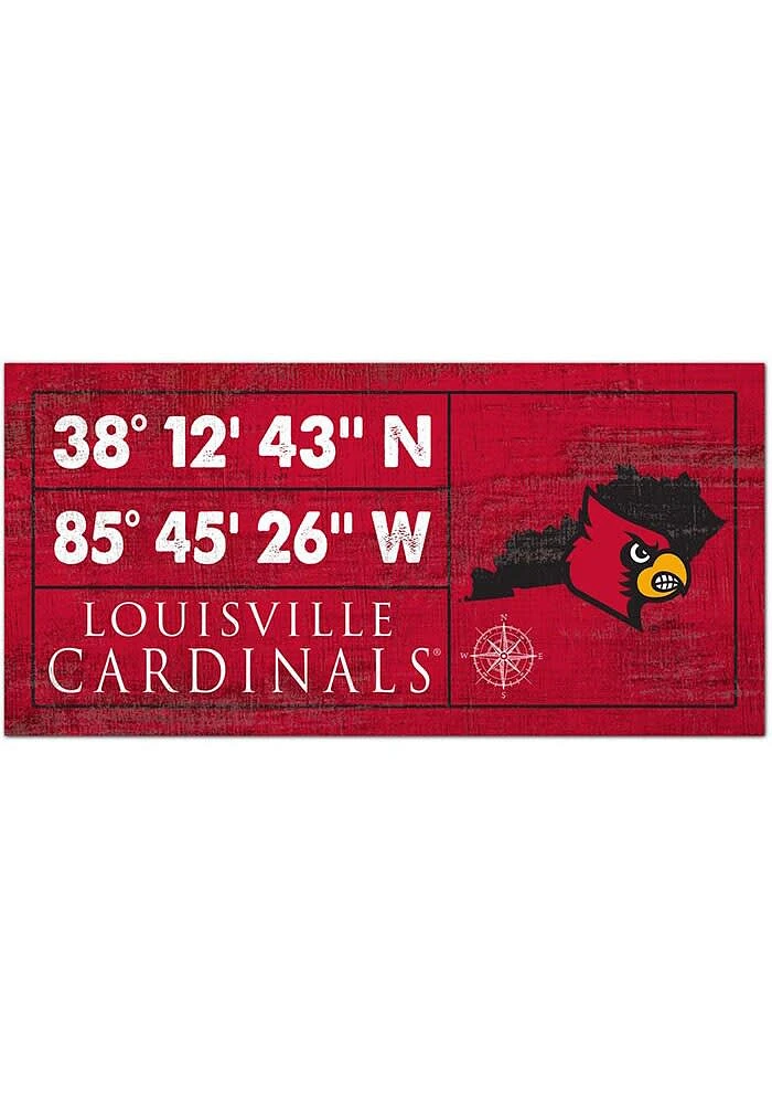 Louisville Cardinals Horizontal Coordinate Sign - Red