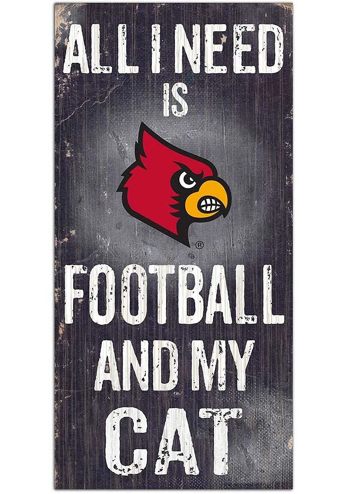 Louisville Cardinals Football and My Cat Sign - Red