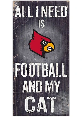Louisville Cardinals Football and My Cat Sign - Red