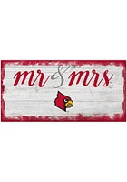 Louisville Cardinals Script Mr and Mrs Sign - Red