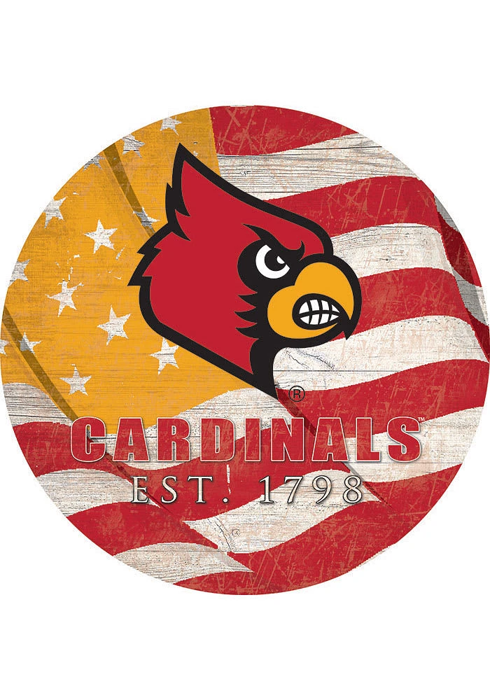 Louisville Cardinals 24in Flag Circle Sign - Red