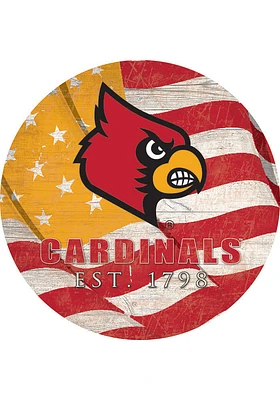 Louisville Cardinals 24in Flag Circle Sign - Red