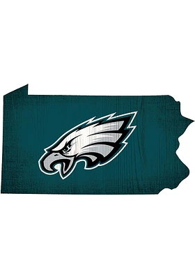 Philadelphia Eagles Retro State Shape Color Sign - Midnight Green