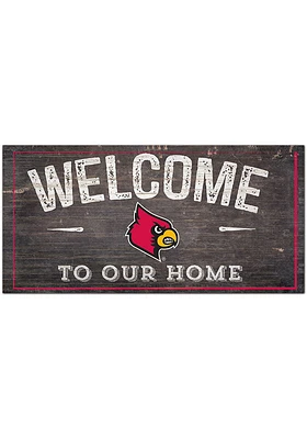Louisville Cardinals Welcome Distressed Sign - Red