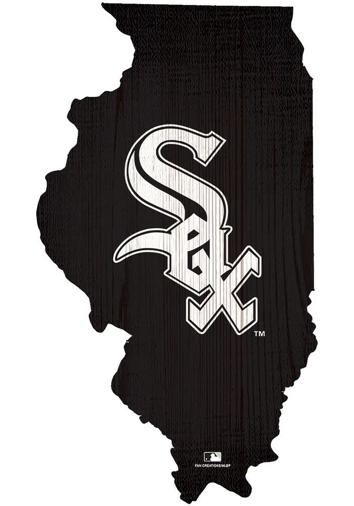 Chicago White Sox State Shape Color Sign - Black