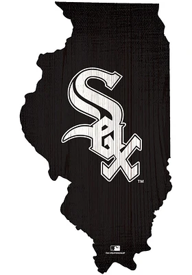 Chicago White Sox State Shape Color Sign - Black