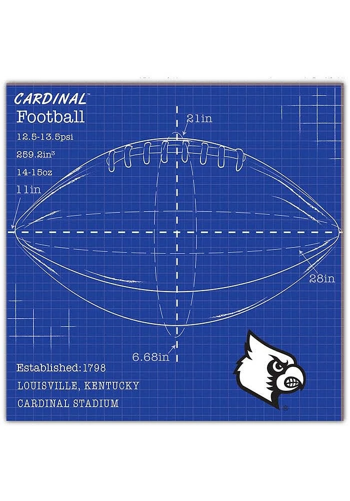 Louisville Cardinals Ball Blueprint Sign - Red