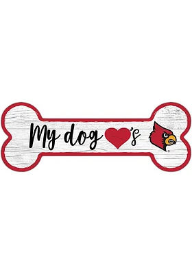 Louisville Cardinals Dog Bone 6x12 Sign - Red