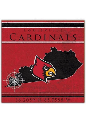 Louisville Cardinals Coordinates Sign - Red