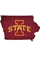 Iowa State Cyclones State Shape Color Sign - Red
