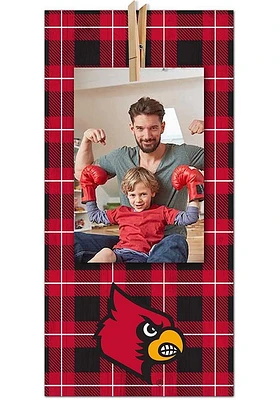 Louisville Cardinals Plaid Clothespin Sign - Red