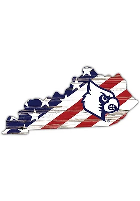 Louisville Cardinals 12 Inch USA State Cutout Sign - Red
