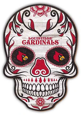 Louisville Cardinals 12 Inch Sugar Skull Sign - Red
