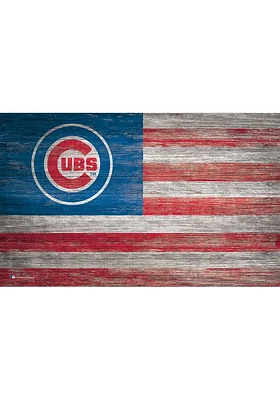 Chicago Cubs Distressed Flag 11x19 Sign - Blue