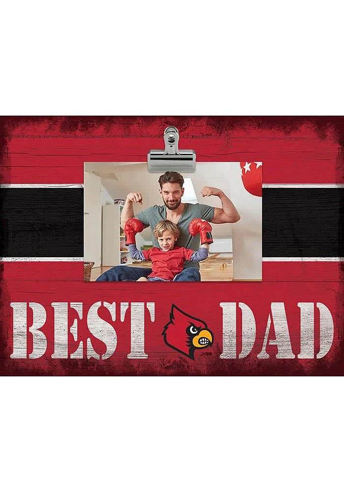 Louisville Cardinals Best Dad Striped Clip Picture Frame - Red
