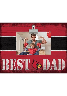 Louisville Cardinals Best Dad Striped Clip Picture Frame - Red