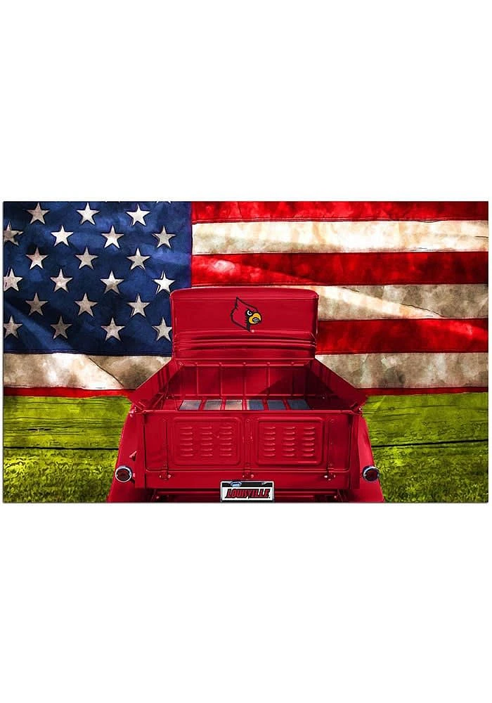 Louisville Cardinals Patriotic Retro Truck Sign - Red