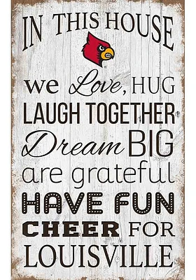 Louisville Cardinals In This House 11x19 Sign - Red