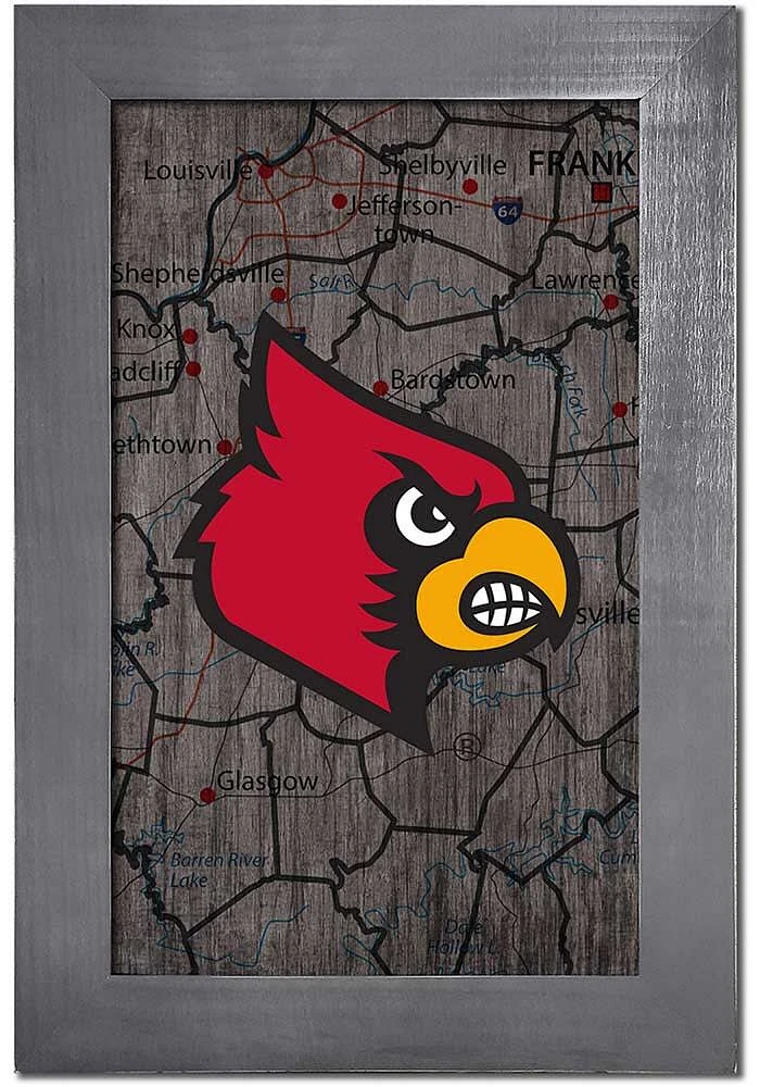 Louisville Cardinals City Map Sign - Red