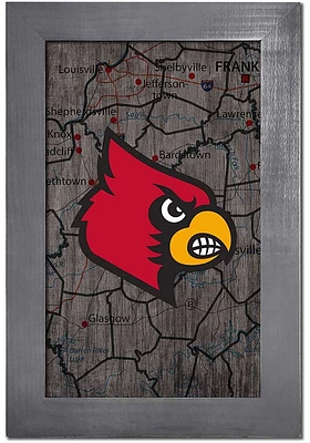 Louisville Cardinals City Map Sign - Red